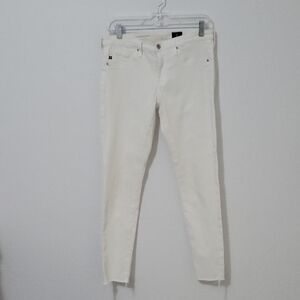 AG Adriano Goldschmed The Legging Ankle White Jeans, Size 28R